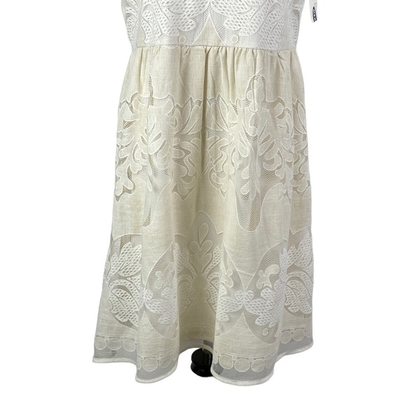 Old Navy Ivory 2-Layer Lace Mesh Keyhole Back Side Zip Dress Women's Medium NEW - Picture 4 of 14